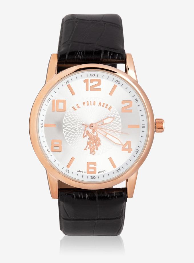 USPA HIS & HERS ROSE GOLD FAUX CROC STRAP WATCH SET For Sale