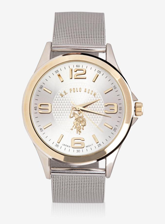 USPA HIS & HERS SILVER MESH STRAP WATCH SET New Arrival