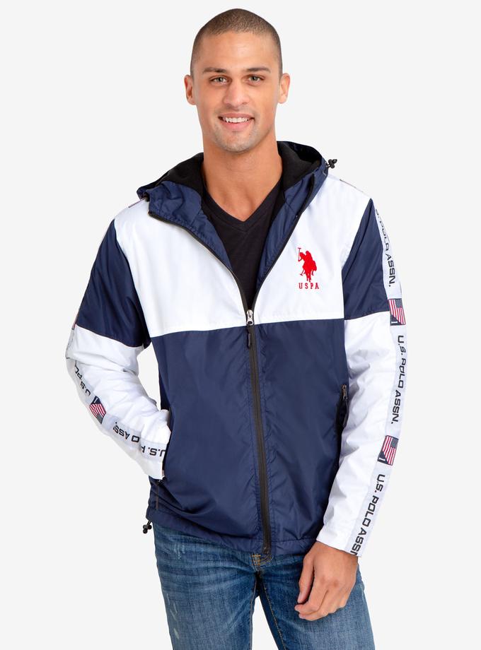 USPA HOODED WINDBREAKER WITH U.S. POLO ASSN. SIDE TAPING New Arrival