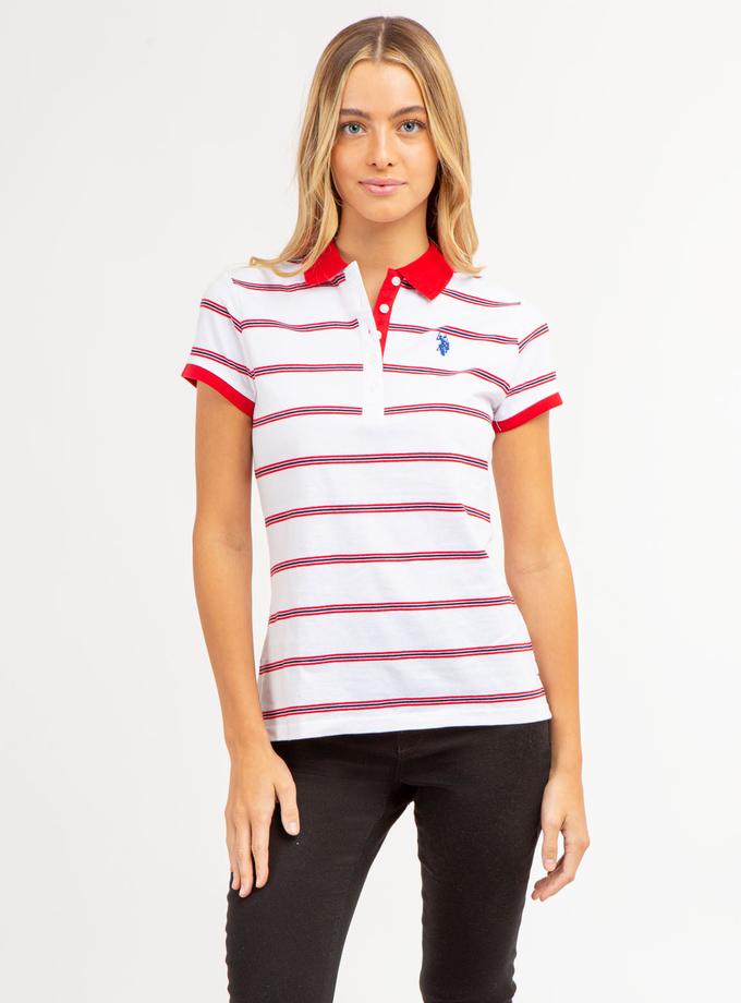 USPA HORIZONTAL MULTI STRIPED POLO SHIRT Free shipping