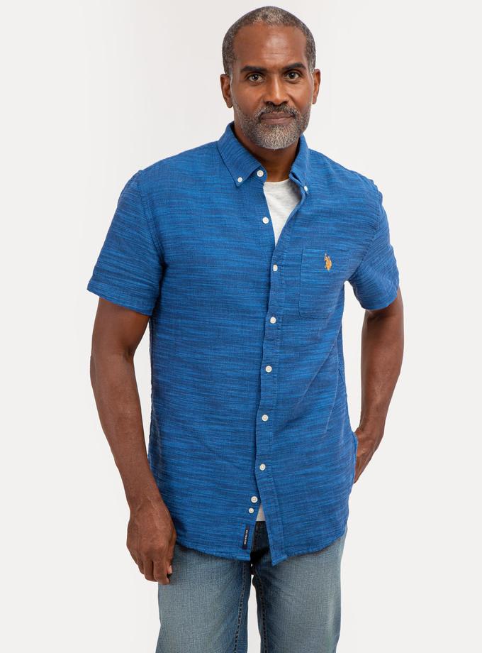 USPA HORIZONTAL SLUB SHORT SLEEVE WOVEN SHIRT On Sale