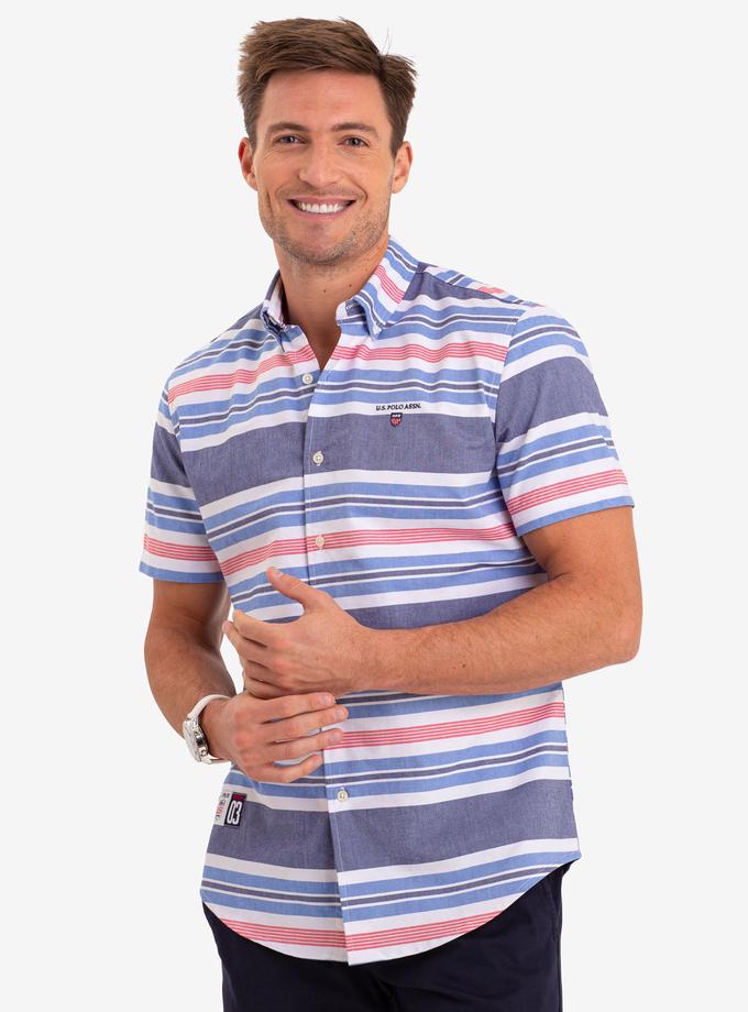 USPA HORIZONTAL STRIPE OXFORD SHORT SLEEVE SHIRT High Quality