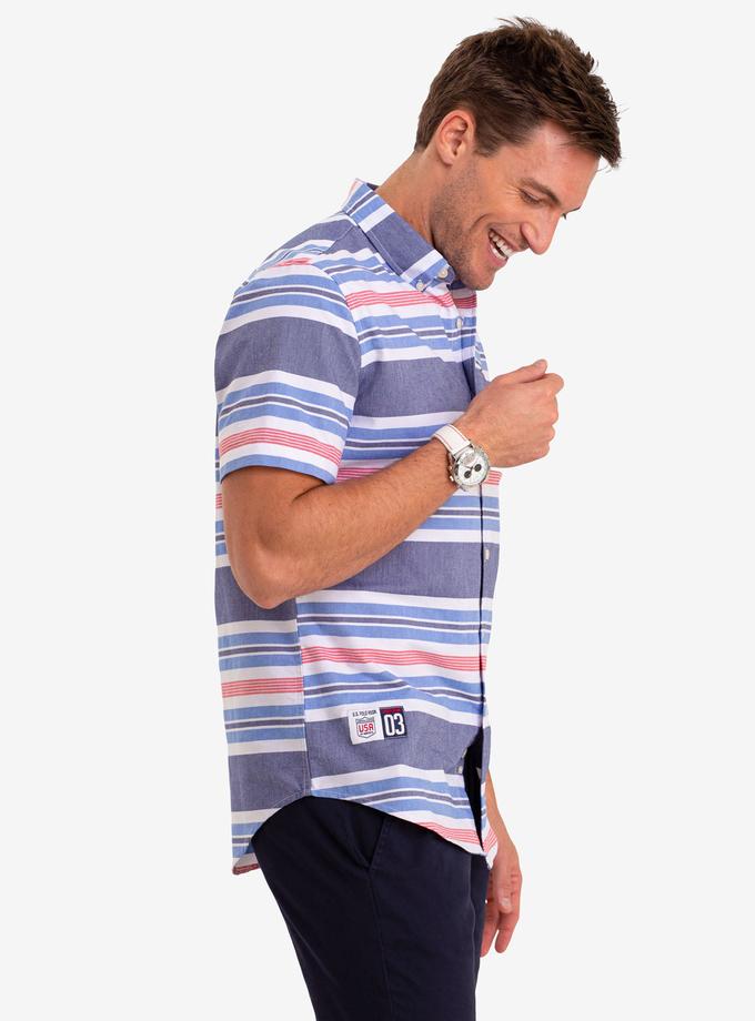 USPA HORIZONTAL STRIPE OXFORD SHORT SLEEVE SHIRT High Quality