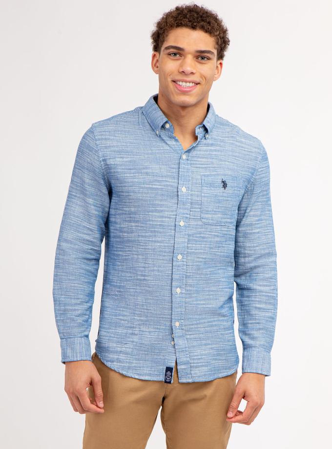 USPA HORIZONTAL STRIPE SLUB WOVEN SHIRT Best Buy