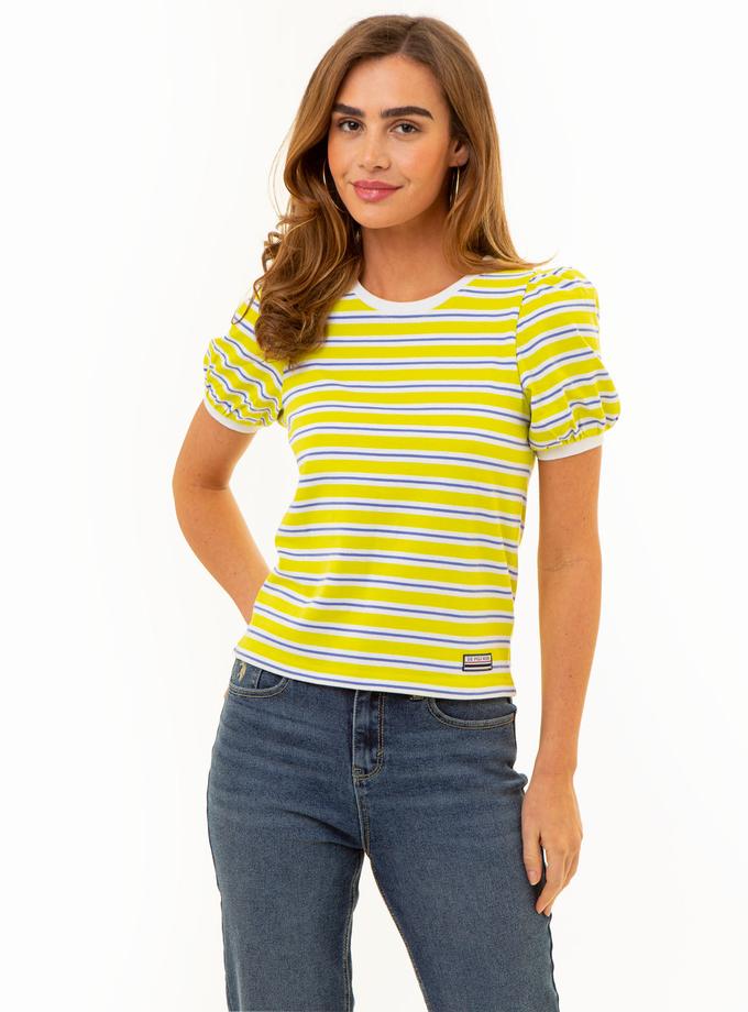 USPA HORIZONTAL STRIPE VOLUME SLEEVE TOP On Sale