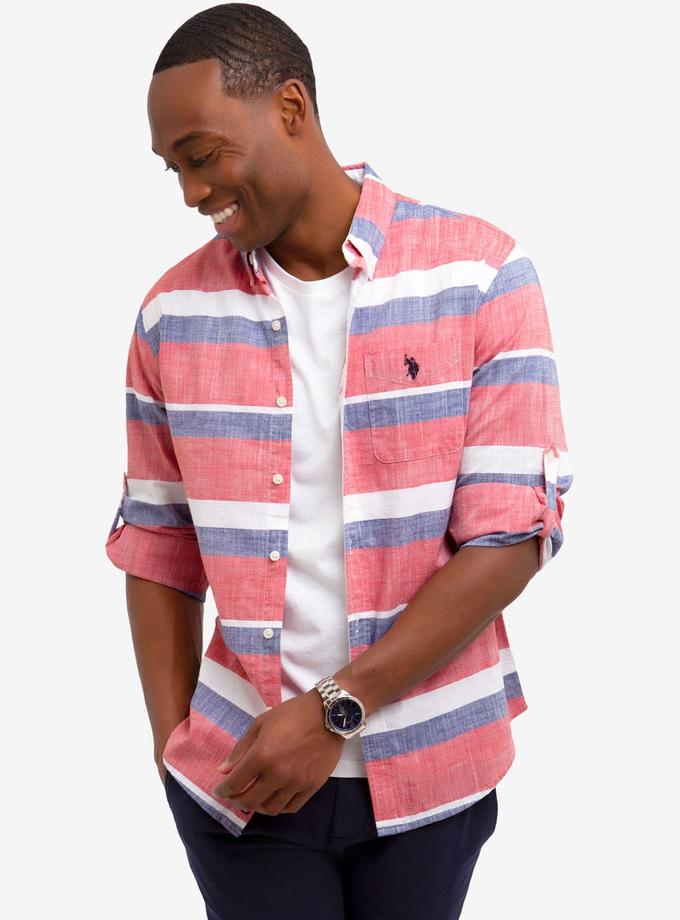 USPA HORIZONTAL STRIPED SLIM FIT SHIRT On Sale