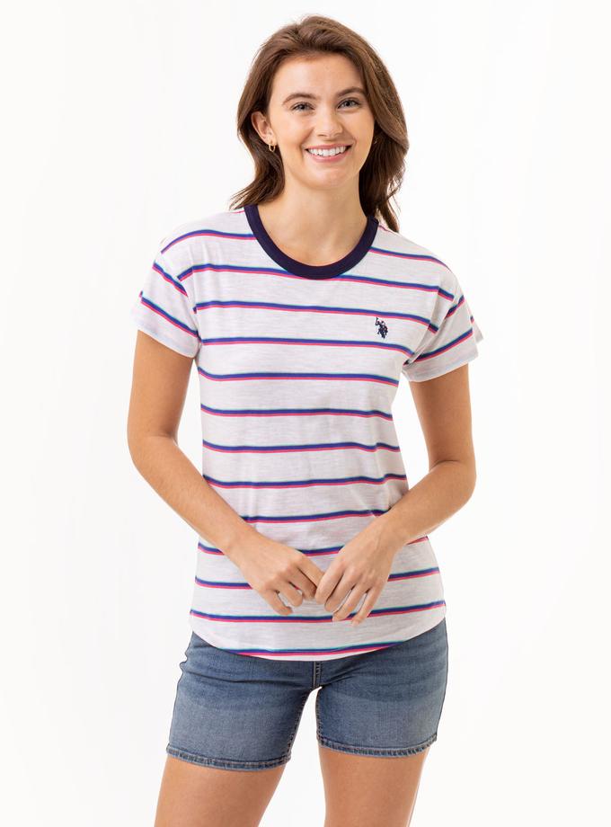 USPA HORIZONTAL WIDE STRIPE RINGER T-SHIRT For Sale