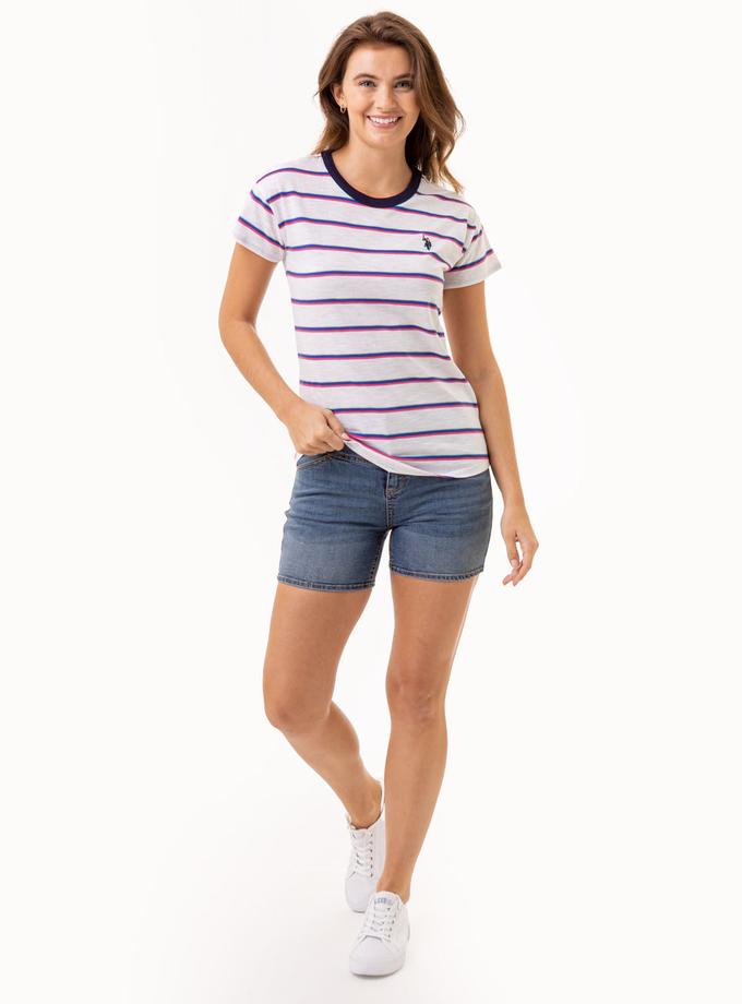 USPA HORIZONTAL WIDE STRIPE RINGER T-SHIRT For Sale