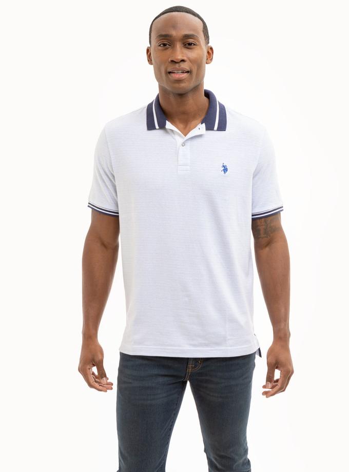 USPA JACQUARD TEXTURED JERSEY POLO SHIRT Free shipping