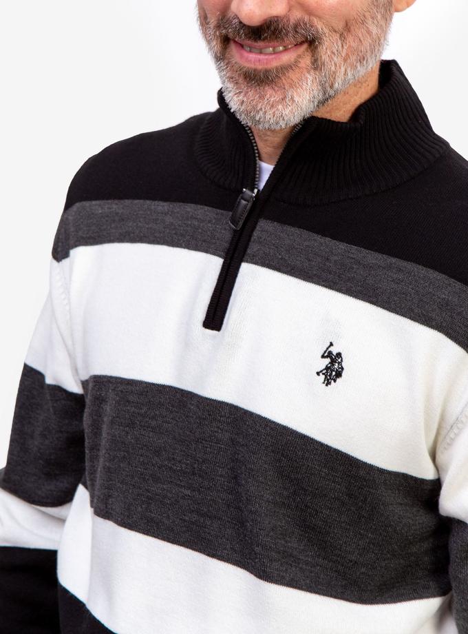 USPA JERSEY STRIPED QUARTER ZIP SWEATER Free shipping