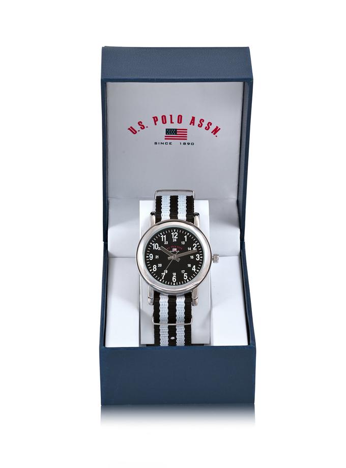 USPA JUNIOR BLACK AND WHITE NYLON STRAP WATCH Best Seller