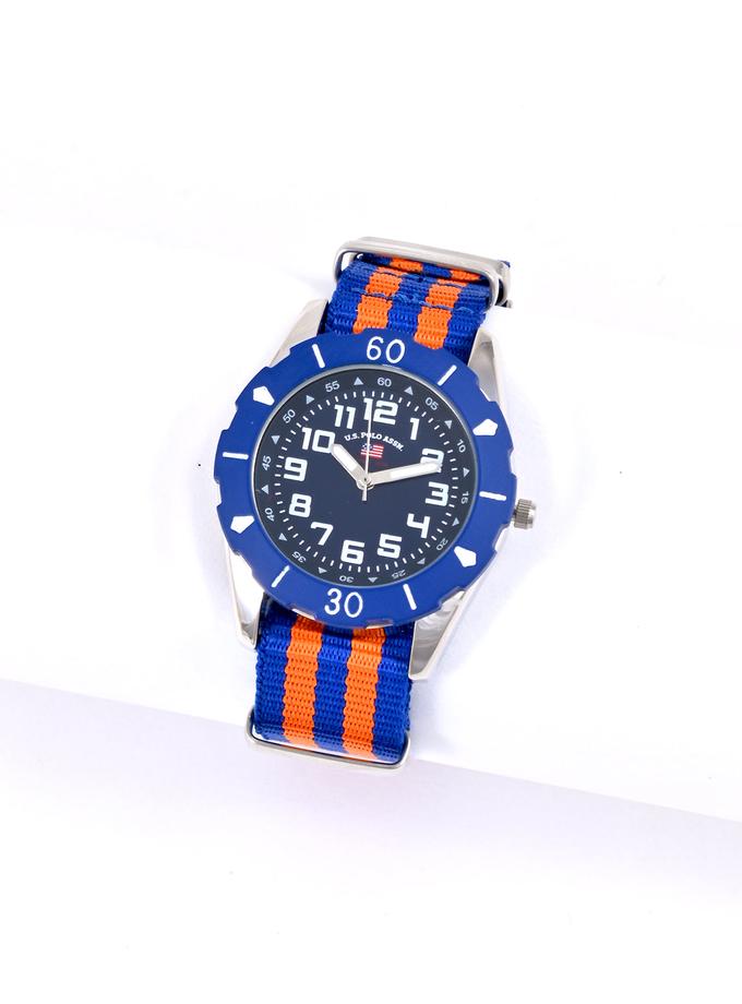 USPA JUNIOR BLUE AND ORANGE NYLON STRAP WATCH Best Seller