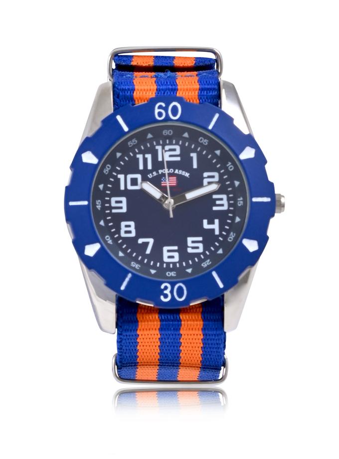 USPA JUNIOR BLUE AND ORANGE NYLON STRAP WATCH Best Seller