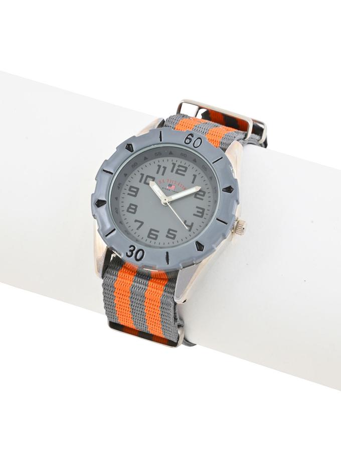 USPA JUNIOR ORANGE STRIPE NYLON STRAP WATCH Same Day Delivery