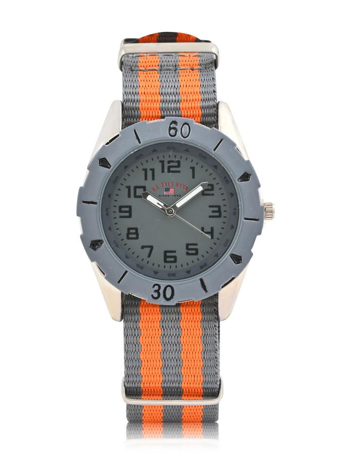 USPA JUNIOR ORANGE STRIPE NYLON STRAP WATCH Same Day Delivery