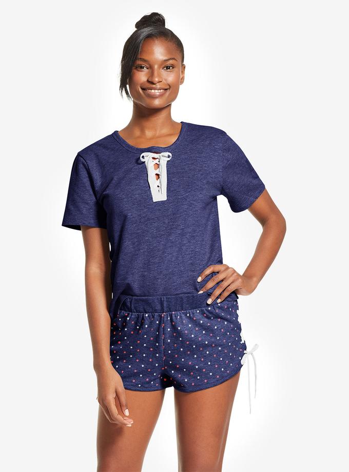 USPA LACE UP DOT PRINT SHORTS SET High Quality