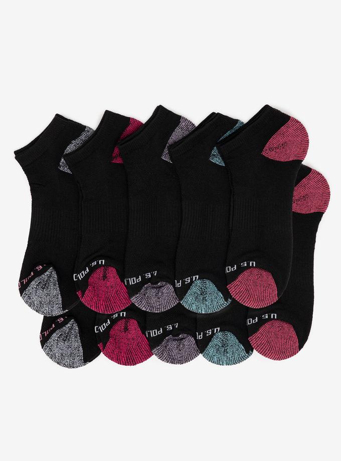 USPA LADIES 10PK BLACK LOW CUT TIPPED SOCKS High Quality