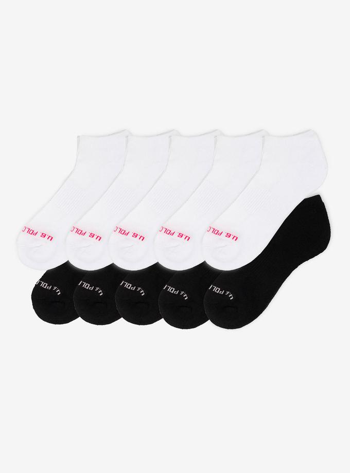 USPA LADIES 10PK BLACK & WHITE ASSORTED LOW CUT SOCKS Free shipping