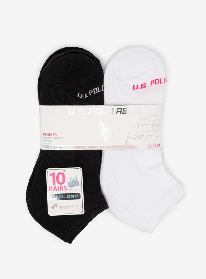 USPA LADIES 10PK BLACK & WHITE ASSORTED LOW CUT SOCKS Free shipping