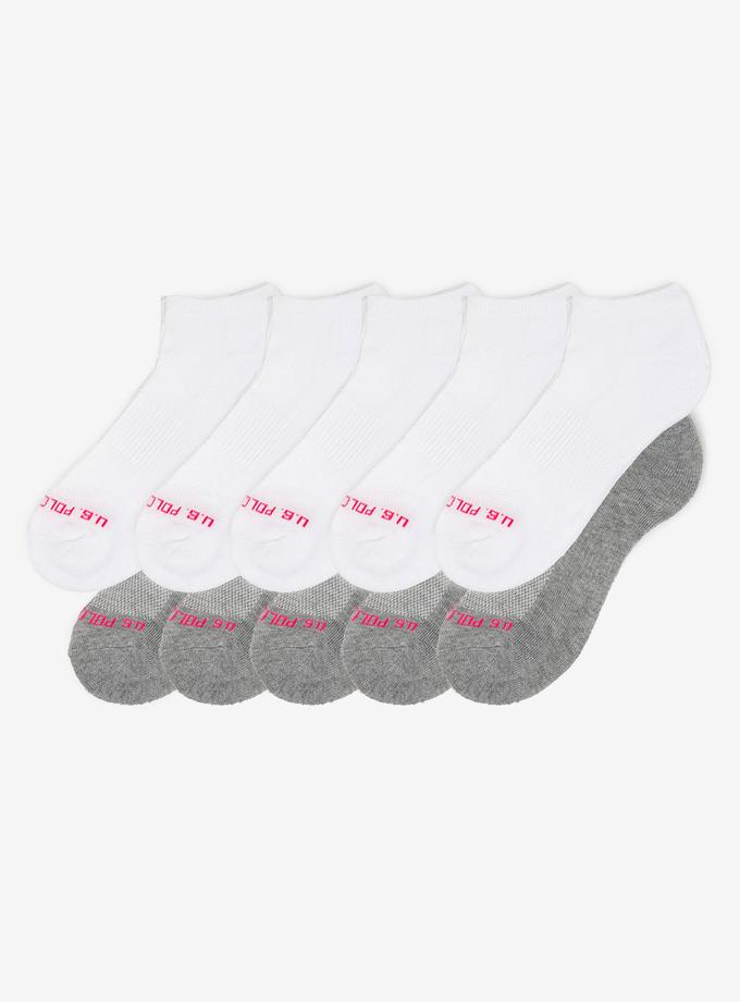 USPA LADIES 10PK WHITE GREY ASSORTED LOW CUT SOCKS Free shipping