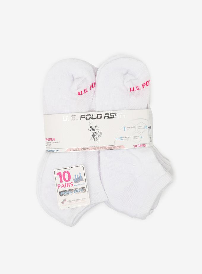 USPA LADIES 10PK WHITE LOW CUT SOCKS Same Day Delivery