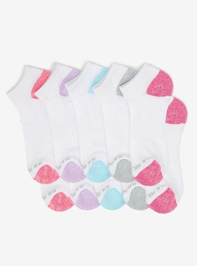 USPA LADIES 10PK WHITE LOW CUT TIPPED SOCKS For Sale