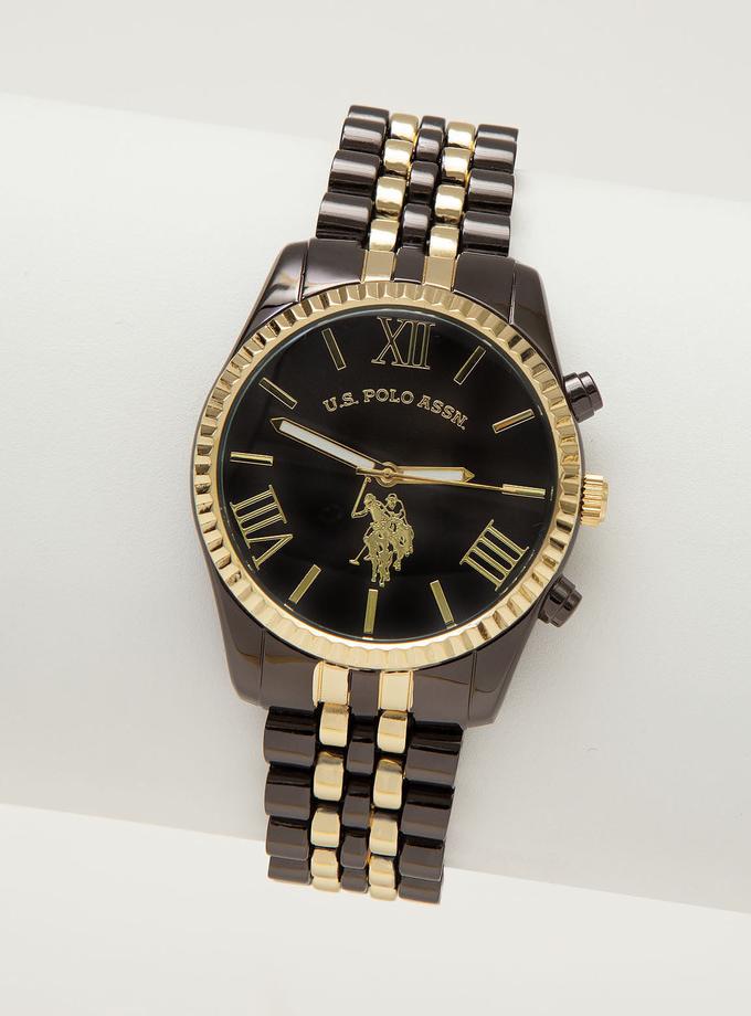 USPA LADIES BLACK AND GOLD BRACELET WATCH For Sale