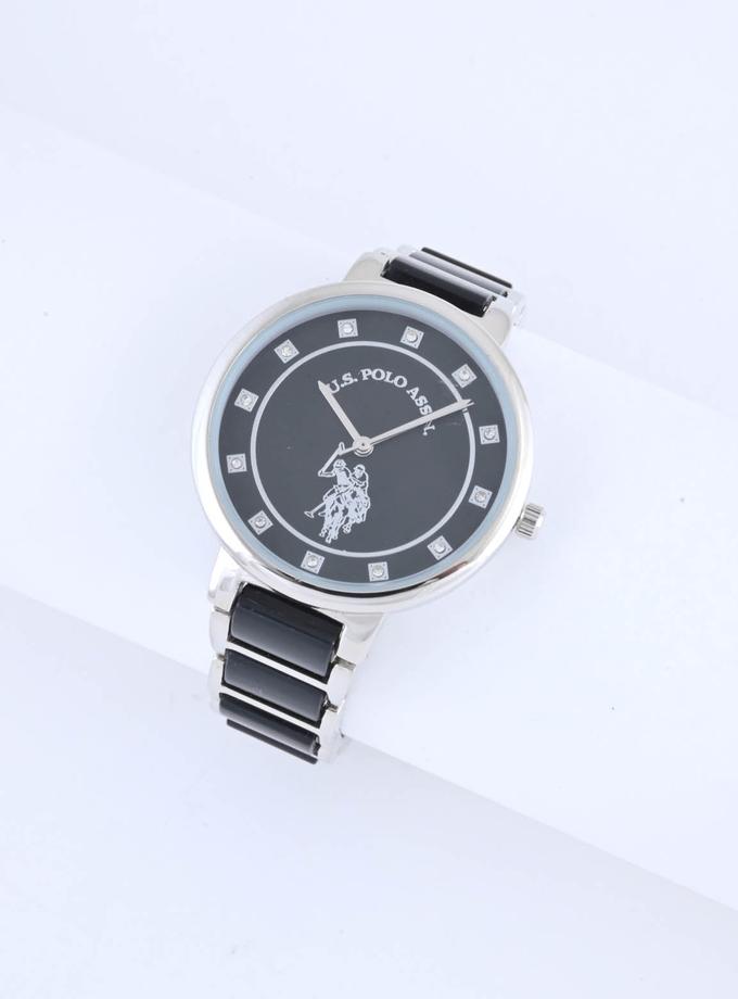 USPA LADIES BLACK LINK WITH SILVER ACCENT WATCH Best Seller