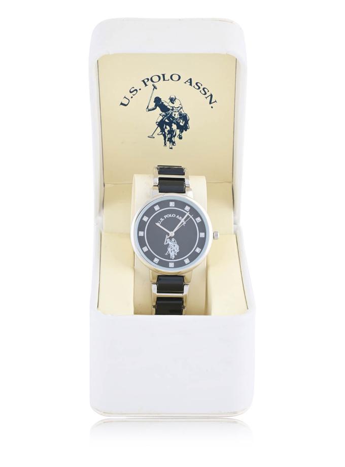 USPA LADIES BLACK LINK WITH SILVER ACCENT WATCH Best Seller