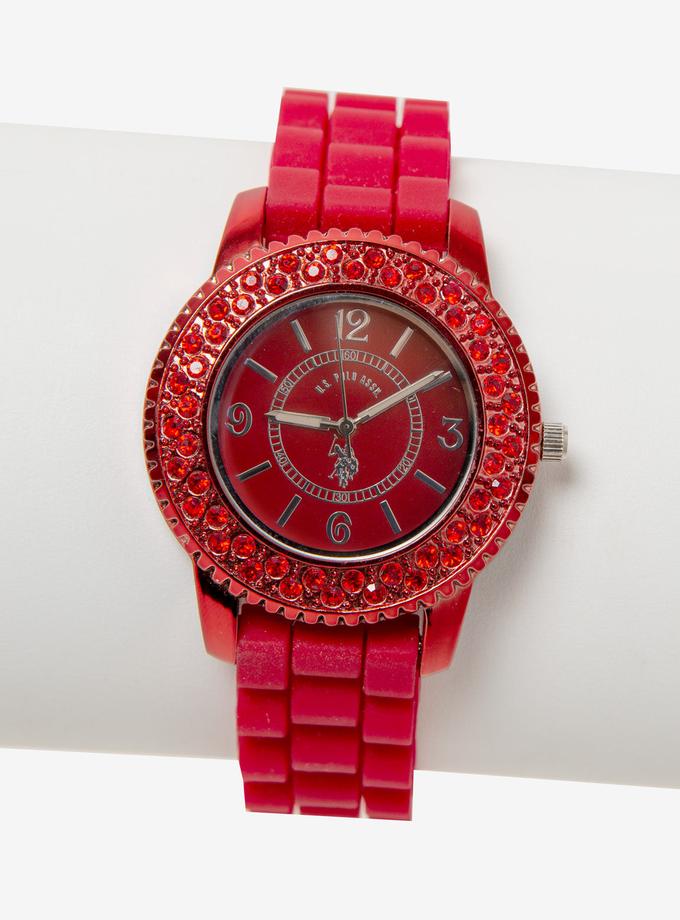 USPA LADIES BURGANDY RUBBER STRAP WATCH Best Seller