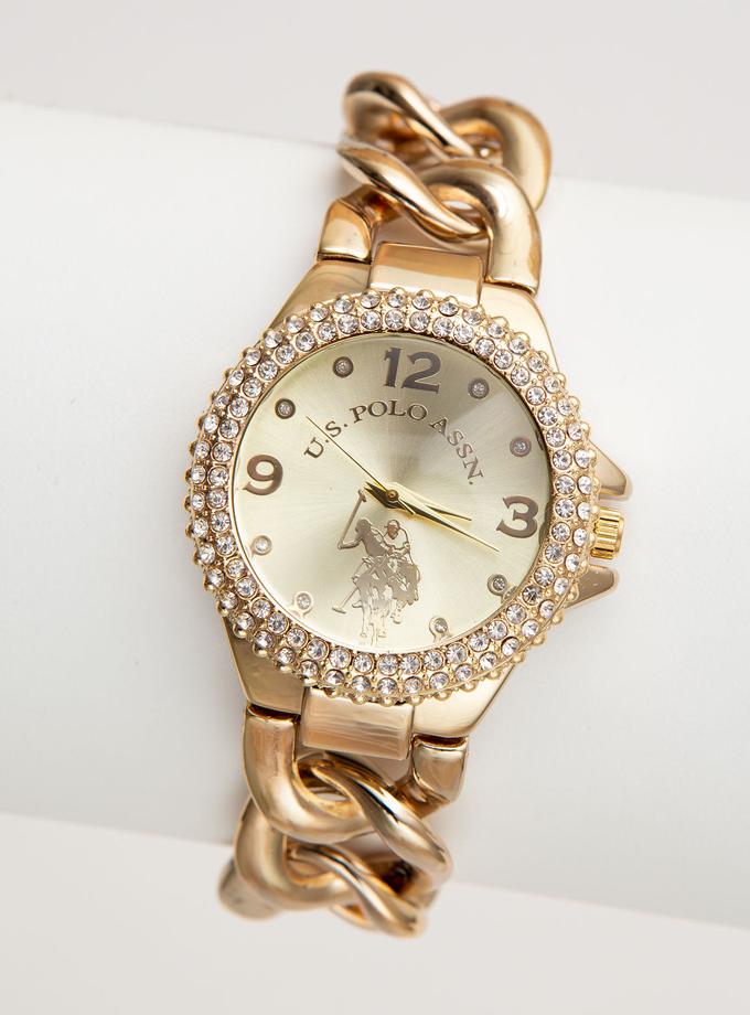 USPA LADIES GOLD EMBELLISHED CHAIN BRACELET WATCH Best Buy