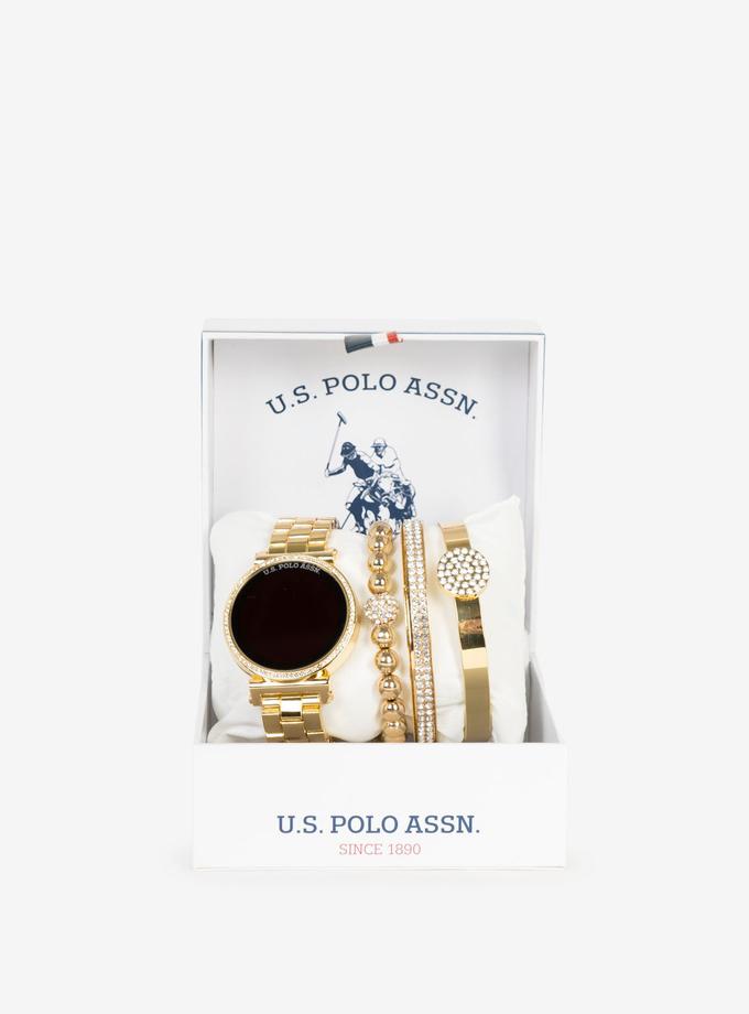 USPA LADIES GOLD LINK WATCH AND BRACELETS SET New Arrival