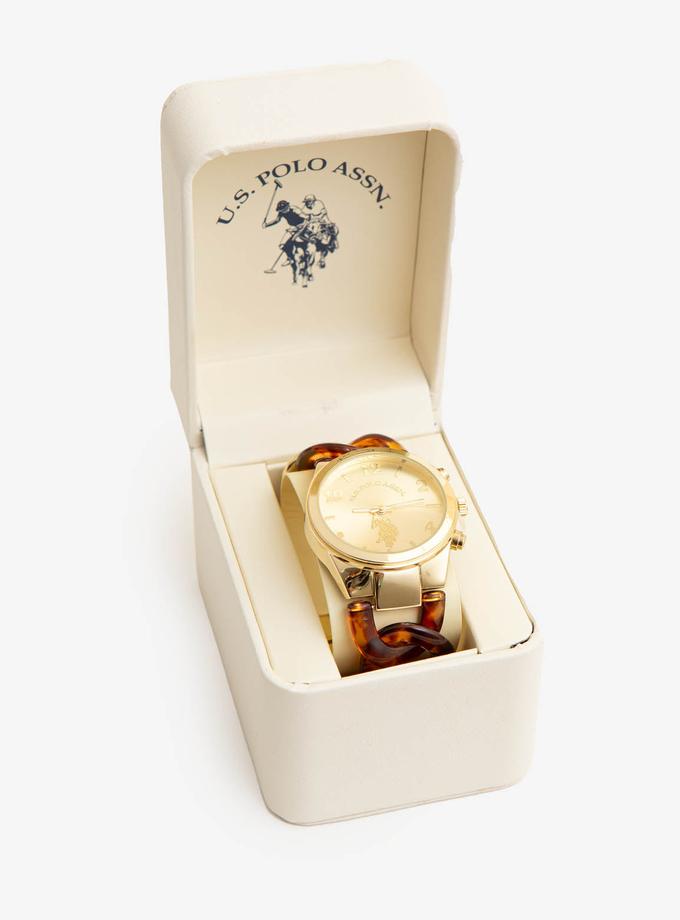 USPA LADIES GOLD TORTOISE CHAIN LINK WATCH New Arrival