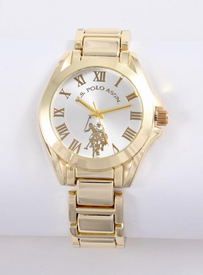 USPA LADIES GOLDTONE BRACELET WATCH WITH SILVER DIAL Best Price