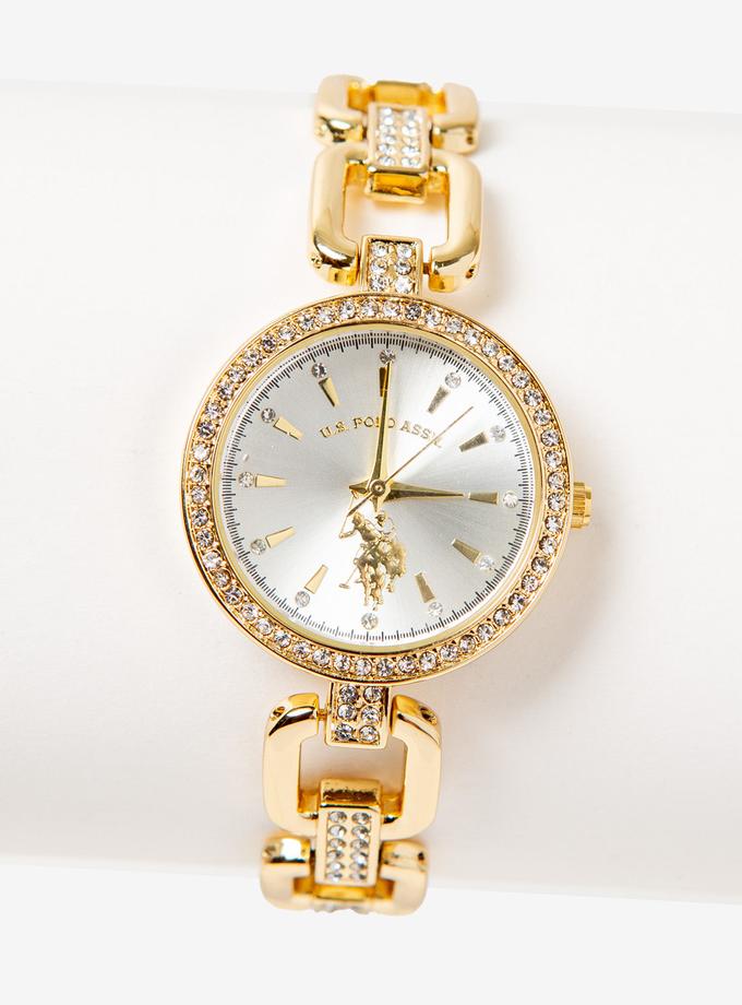 USPA LADIES GOLDTONE OPEN LINK BRACELET WATCH High Quality