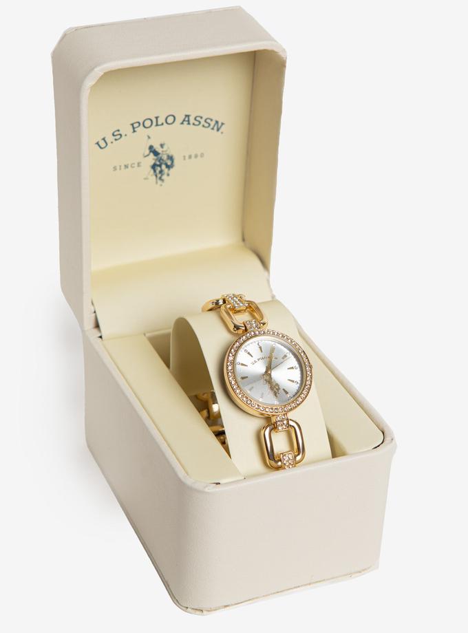 USPA LADIES GOLDTONE OPEN LINK BRACELET WATCH High Quality