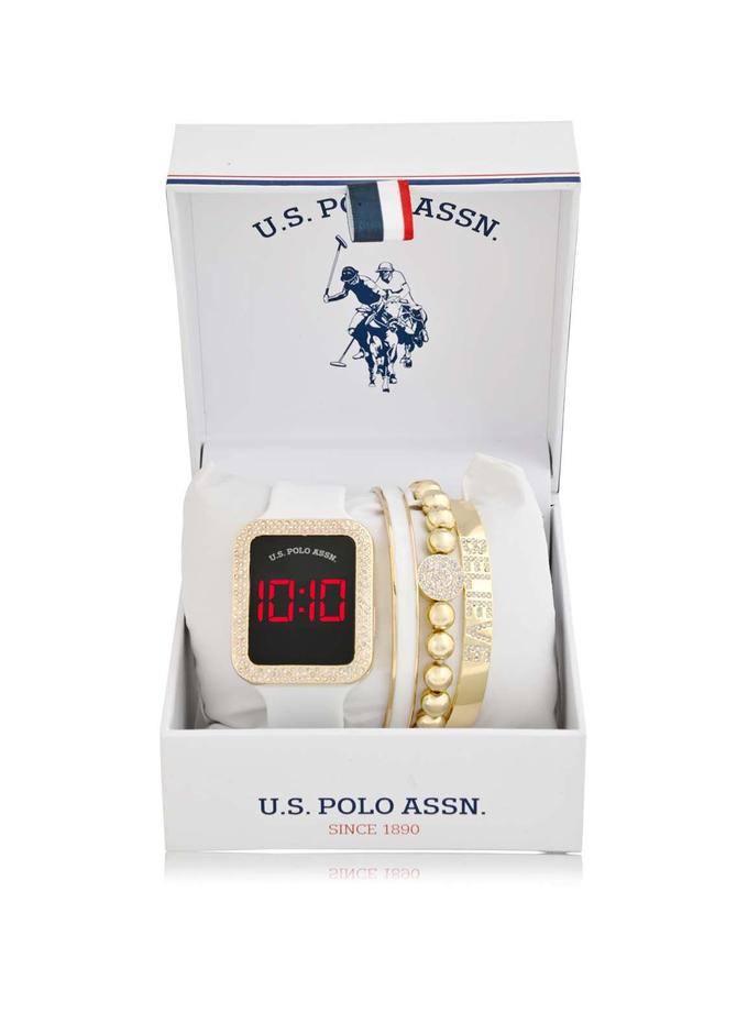 USPA LADIES LED SQUARE EMBELLISHED WATCH & BRACELETS SET Best Seller