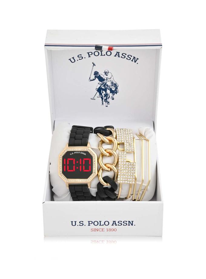 USPA LADIES LED WATCH AND STACKABLE BRACELETS SET For Sale