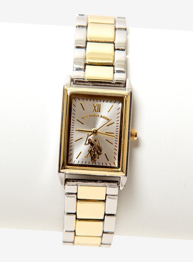 USPA LADIES RECTANGULAR TWO TONE BRACELET WATCH High Quality