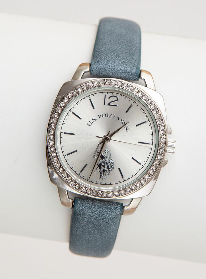 USPA LADIES RHINESTONE CASE STRAP WATCH Best Seller