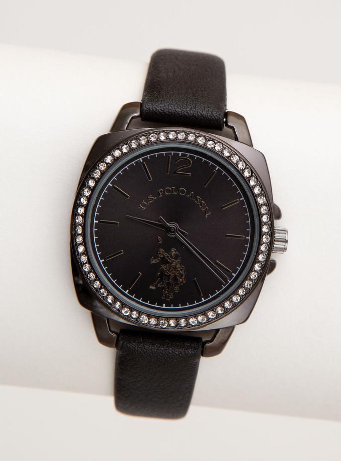 USPA LADIES RHINESTONE CASE STRAP WATCH New Arrival