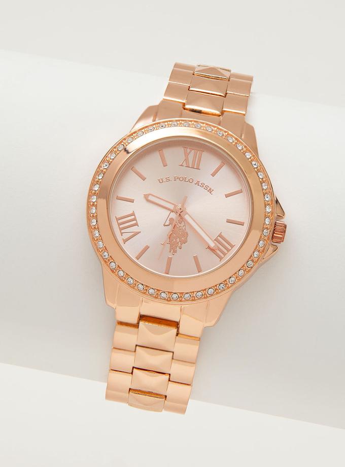 USPA LADIES ROSE GOLD CRYSTAL WATCH High Quality