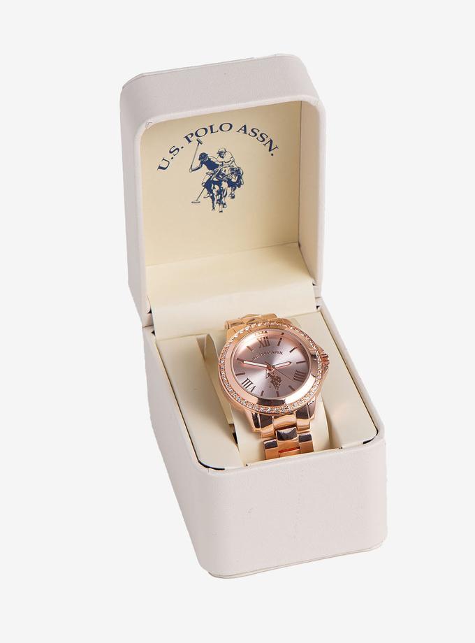 USPA LADIES ROSE GOLD CRYSTAL WATCH High Quality