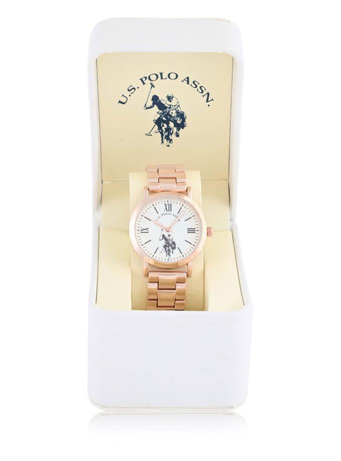 USPA LADIES ROSE GOLD LINK ANALOG BRACELET WATCH For Sale