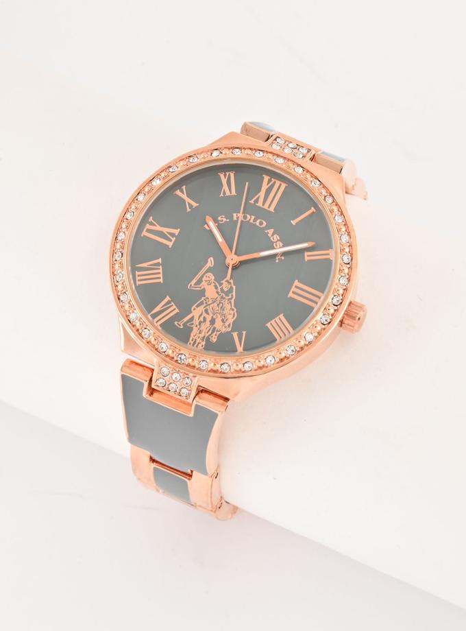 USPA LADIES ROSE GOLD RHINESTONE BRACELET WATCH For Sale