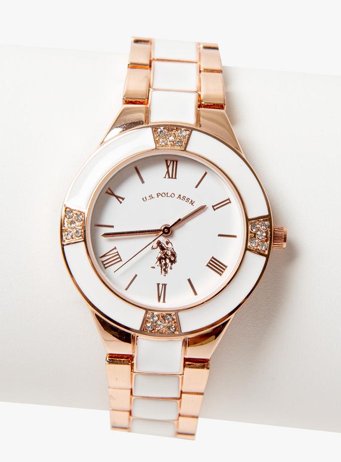 USPA LADIES ROSE GOLD & WHITE BRACELET WATCH For Sale