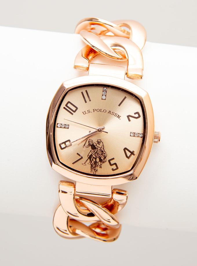 USPA LADIES ROSE GOLDTONE JEWELRY CHAIN LINK WATCH Best Buy