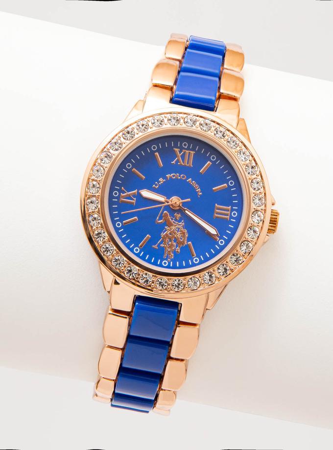 USPA LADIES ROYAL BLUE LINK EMBELLISHED WATCH On Sale