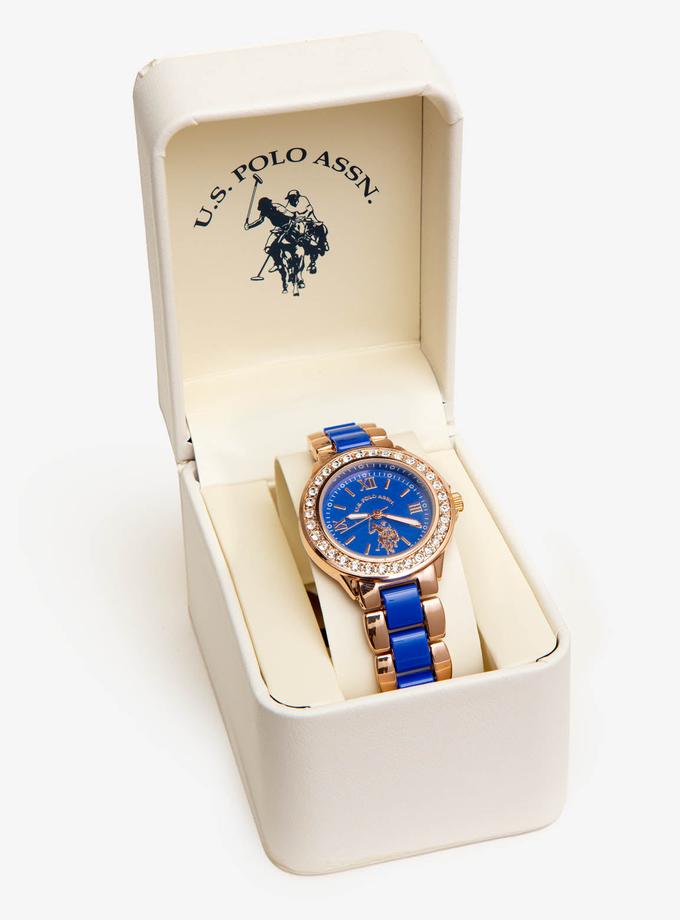 USPA LADIES ROYAL BLUE LINK EMBELLISHED WATCH On Sale