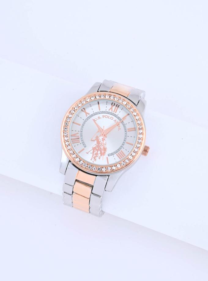 USPA LADIES SILVER AND ROSE GOLD BRACELET WATCH Same Day Delivery